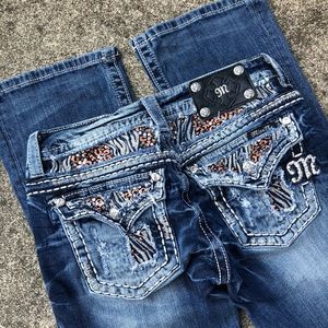 Miss Me Signature Rise Bootcut Animal Inset Jeans